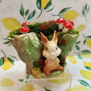 Vintage Bunny Rabbit Decorative Art English Pottery Kitschy OOAK Decor